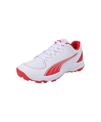 PUMA 24 FH Rubber Cricket Shoes – Unisex Adult, White-Red