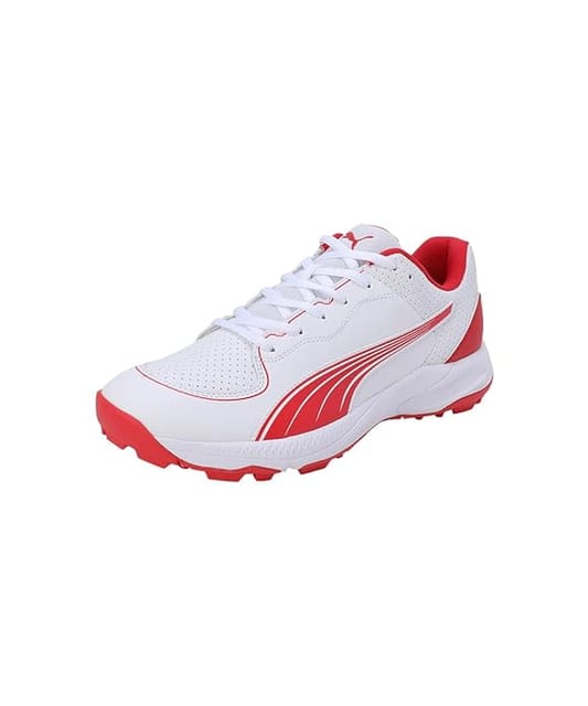 PUMA 24 FH Rubber Cricket Shoes – Unisex Adult, White-Red