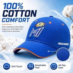 Mumbai Indians Merch Cap 2026 – Blue with MI Logo and Skechers Branding