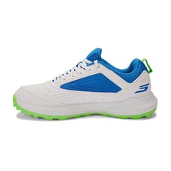 Skechers Men’s Cricket Turf Shoes – White/Blue with Lime Green Outsole