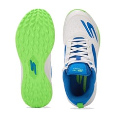 Skechers Men’s Cricket Turf Shoes – White/Blue with Lime Green Outsole