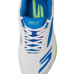Skechers Men’s Cricket Turf Shoes – White/Blue with Lime Green Outsole
