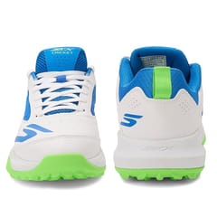 Skechers Men’s Cricket Turf Shoes – White/Blue with Lime Green Outsole