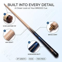KNK 57-Inch Snooker Cue Stick – 2-Piece Ash Shaft, 9.5 mm Tip, 18 oz, Brass Joint