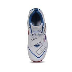 Vector X Striker Pro Men’s Cricket Shoes – PU Upper, EVA Sockliner and Midfoot Support Strap, White/Blue/Red