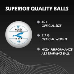 KNK 40+ 3-Star ABS Plastic Table Tennis Balls – Pack of 60, White