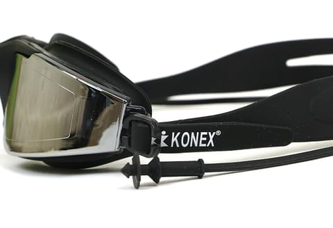 KNK Anti-Fog Swimming Goggles with UV Protection, Wide-Angle View & Built-In Ear Plugs