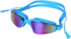 KNK Anti-Fog Swimming Goggles with UV Protection, Wide-Angle View & Built-In Ear Plugs