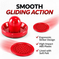 KNK Air Hockey Striker & Puck Set – 2 Strikers and 4 Pucks, Red
