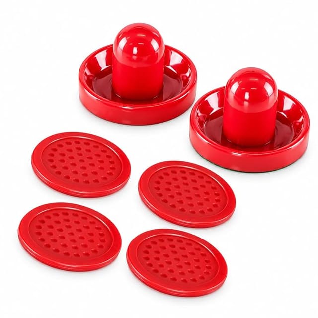KNK Air Hockey Striker & Puck Set – 2 Strikers and 4 Pucks, Red
