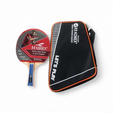 KNK CLS 610 Table Tennis Racket with Carry Case – Wooden Blade & Concave Handle