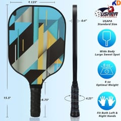 KNK Carbon Fiber Pickleball Paddle Set with Balls & Carry Cover – Grey-Blue